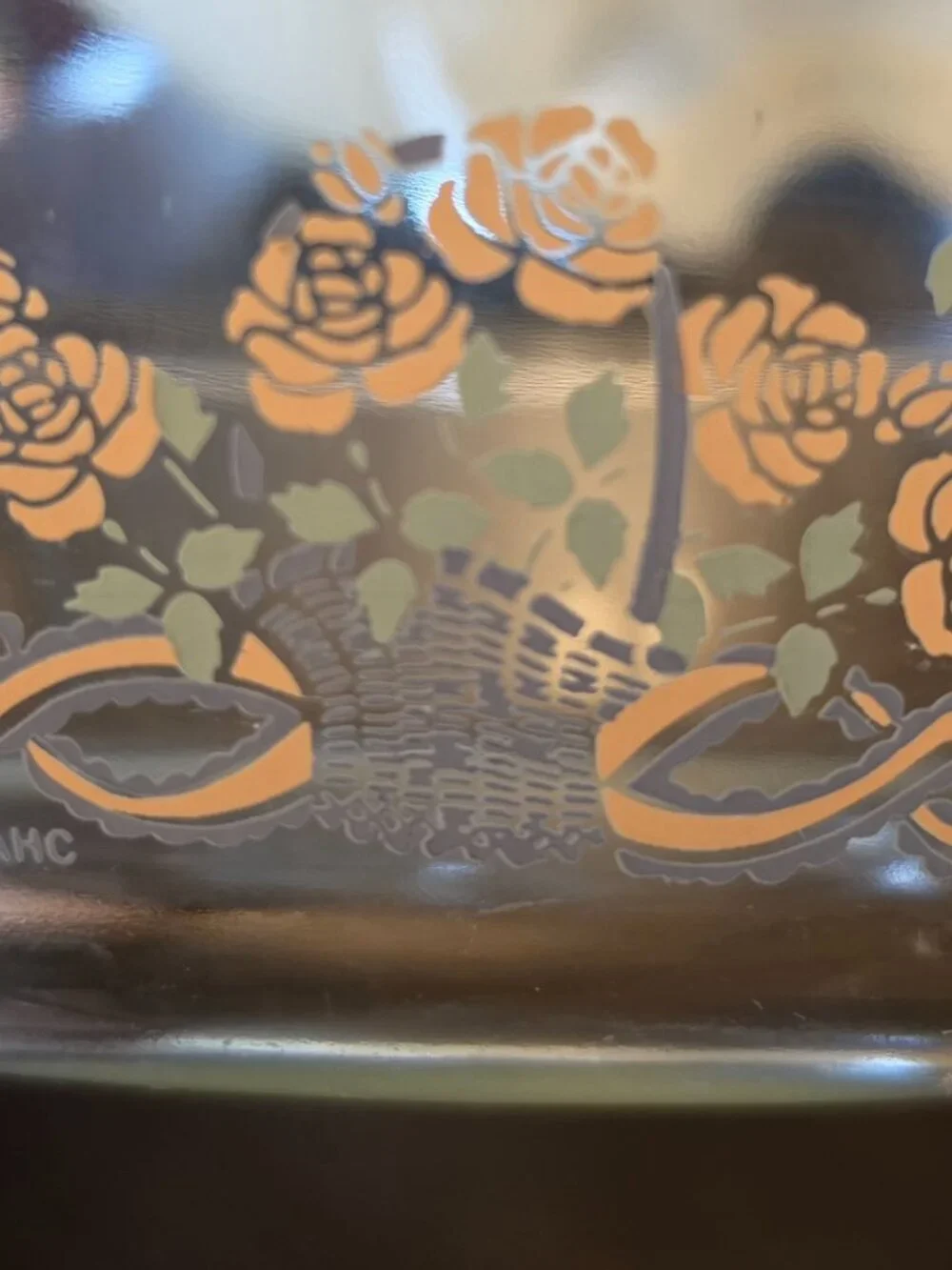 Anchor Ovenwear Casserole 1.5qt oven & microwave safe-1989 vtg roses in basket